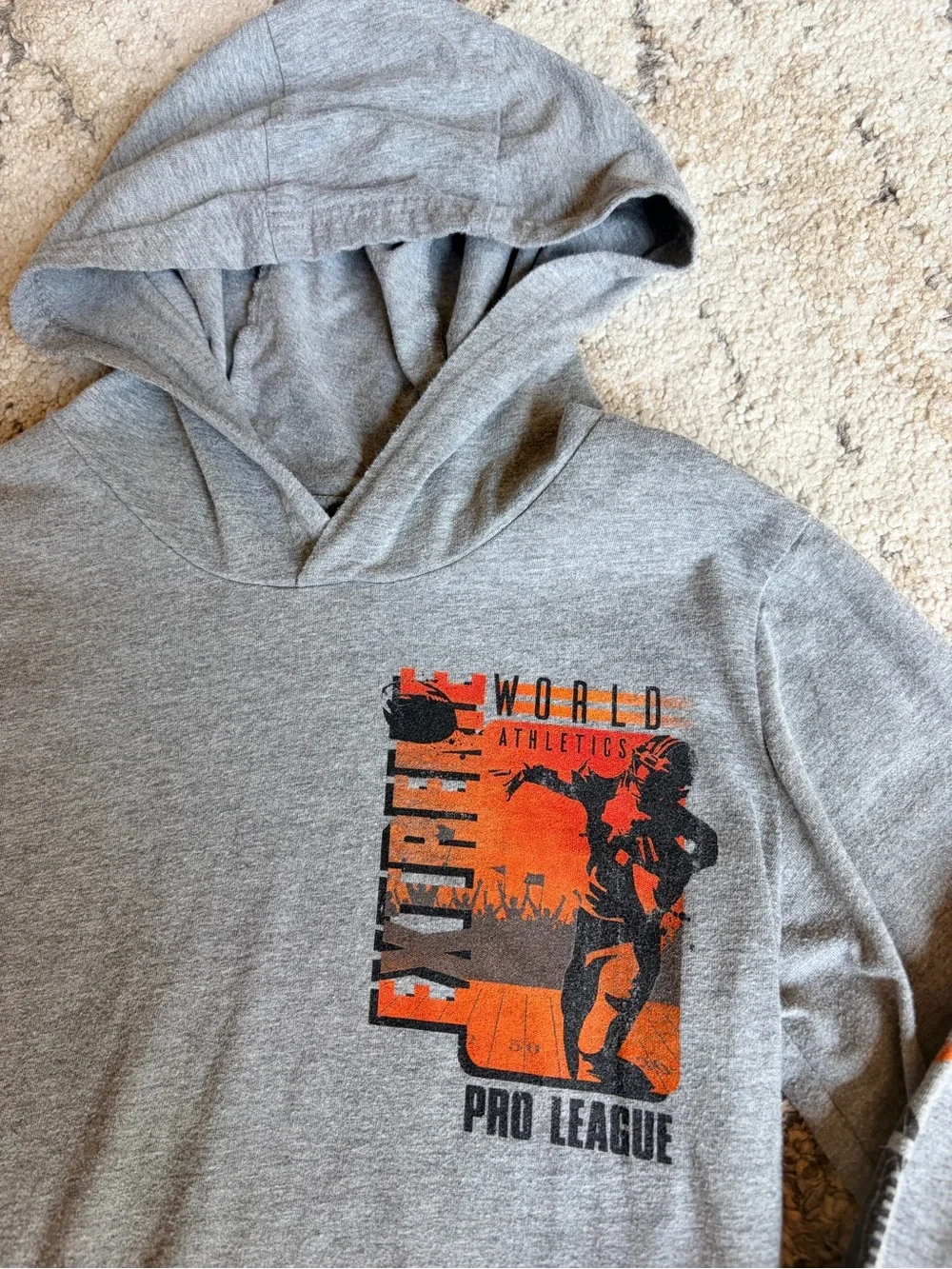 Carter's Gray Hooded Long Sleeve Tee with Football Graphic